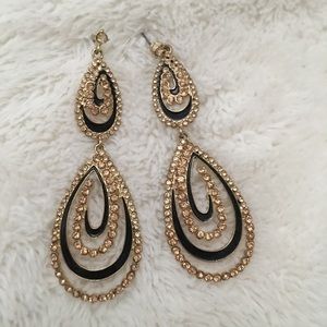 NEW Black & Gold Swirl Drop Earrings